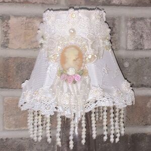 Victorian handmade mini lampshade Ivory with cameo